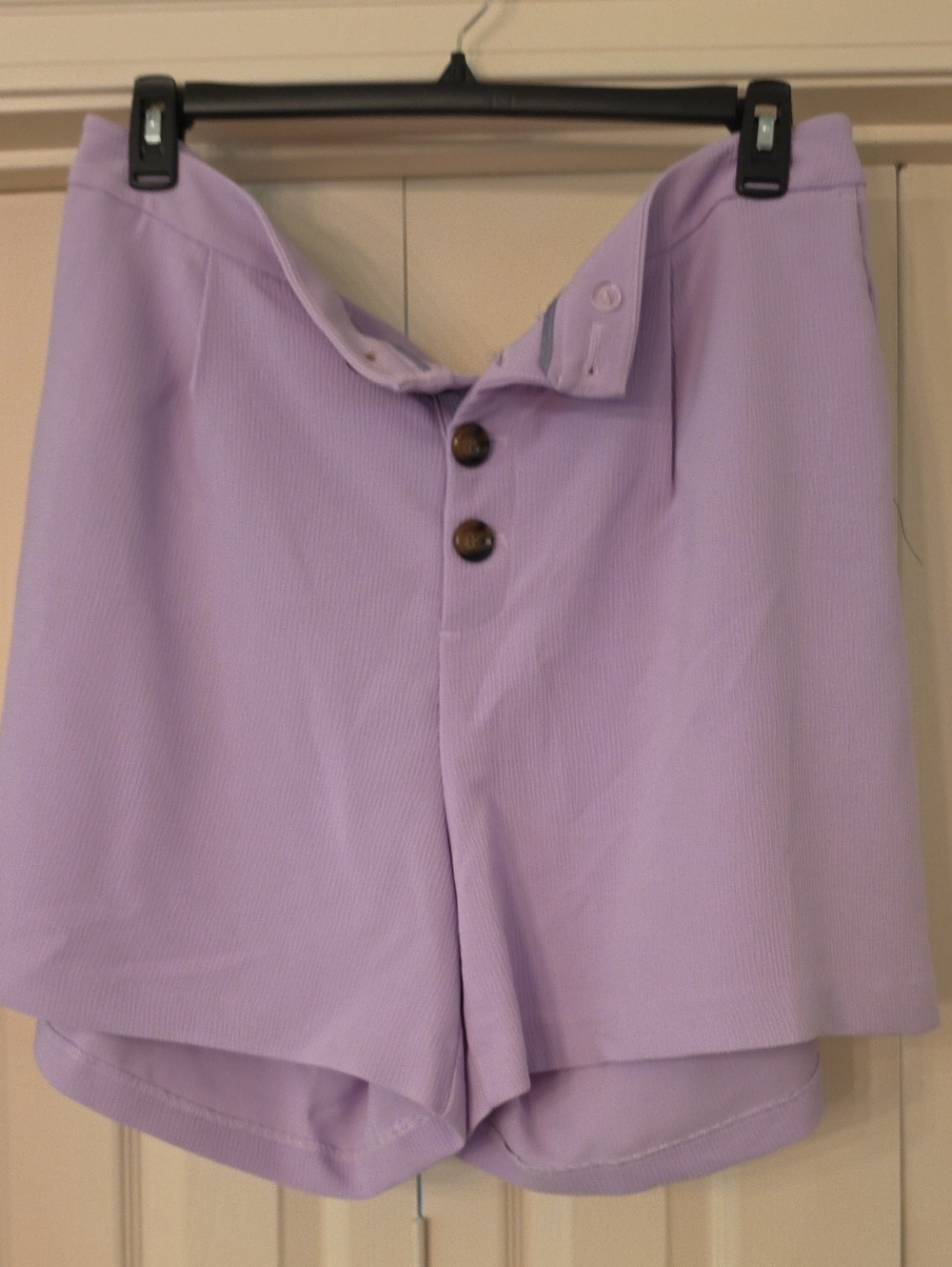 Eloquii Lavender Button-Front High-Waist Shorts